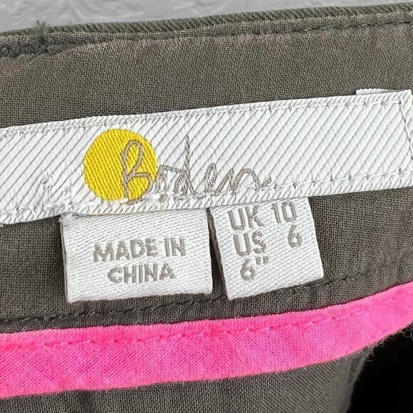 Boden Rachel Chino Shorts Army Green Embroidered Pink Polka Dot Size US 6 - Picture 10 of 10